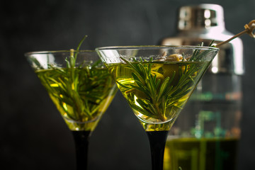 Two fresh green cocktails