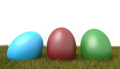 Fototapeta na wymiar Easter eggs on grass