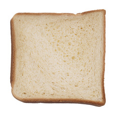 One slice white bread isolated on white