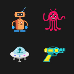 four stylish space icons 