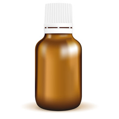 Medical bottle for pills. Brown glass bottle.