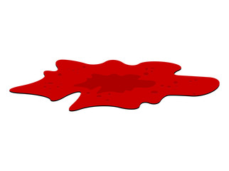 Blood puddle, red drop, blots, stain, plash od blood. Vector illustration isolated on white background.
