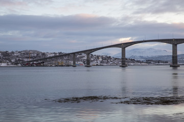 Gisund-Bridge in Finnsnes in Troms county, Norway, Scandinavia