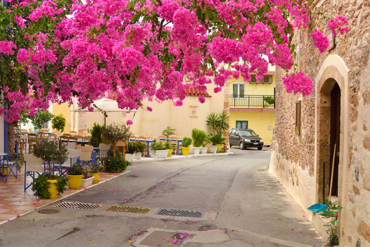 The narrow street in the old part of Malia.
