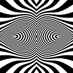Naklejka premium Black and White Abstract Striped Background. Optical Art. 3d Vector Illustration.