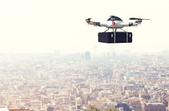 drone delivery and town