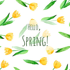 Spring background with flowers on a holiday card. Vector design for spring sales, banners, wedding cards.