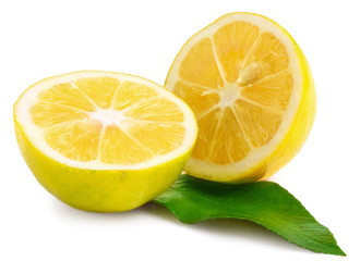 Naklejka na ściany i meble Two halves of lemon isolated on white
