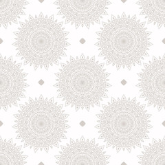 Seamless vector pattern of mandalas.