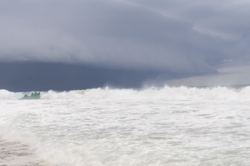Tropical storm at the Azuretti beach in Grand Bassam, Ivory Coast, Africa