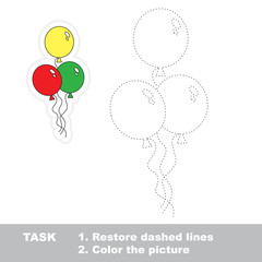 Ballon to be traced. Vector trace game.
