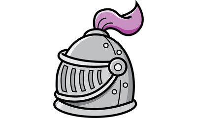 Fototapeta premium Cartoon illustration of a knight's helmet.