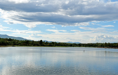 view of Huay Tueng Tao lake in Chiang Mai Thailand