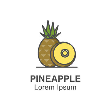 Pineapple with a slice vector icon. Tropical fruits illustration 
