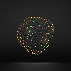 Cylinder. Detail of the Mechanism. 3D Connection Structure. Lattice Geometric Element for Design. Wireframe Mesh Polygonal Element. Vector Geometric Cylinder. 