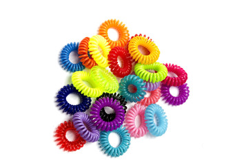 Spiral elastic rubber bands for hair of different colors