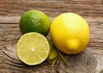 ripe citrus on an old wooden table