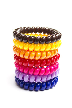 Spiral elastic rubber bands for hair of different colors