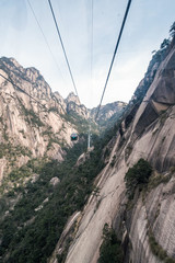Naklejka premium View of mountain from ropeway cabin, Mount Huang, China