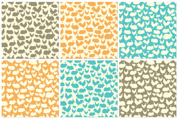 Seamless Pattern with farm animal silhouettes.