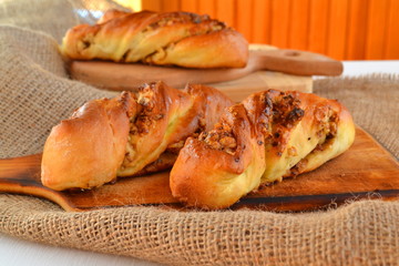 Homemade sweet buns with walnuts