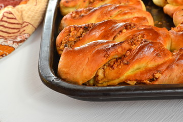 Homemade sweet buns with walnuts