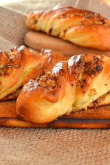 Homemade sweet buns with walnuts