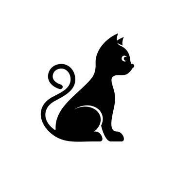 Cute black vector cat icon