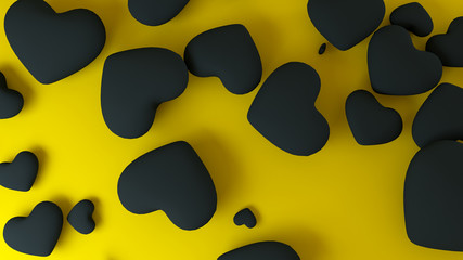 Stylish yellow background with black hearts