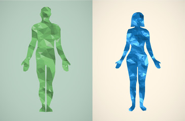 man and woman in polygon design