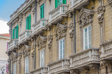 Fototapeta na wymiar Buildings in Messina.Details. 