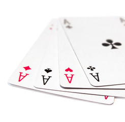 Playing cards, aces isolated on white background