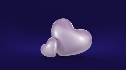 Stylish blue background with two hearts white