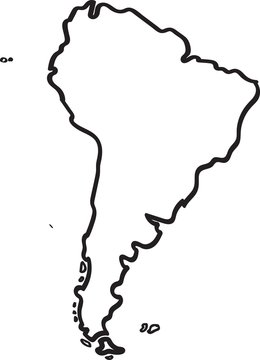 Freehand sketch South America map on white background. Vector illustration.