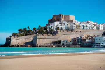 Peniscola castle, view from the beach. Spain