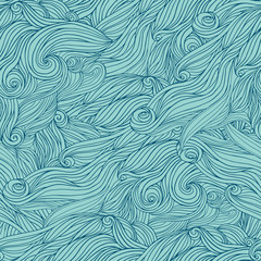 Seamless abstract hand-drawn waves pattern. - 105451519