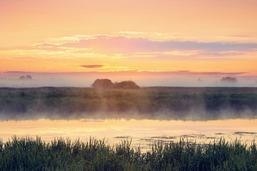 Beautiful landscape with river during sunrise