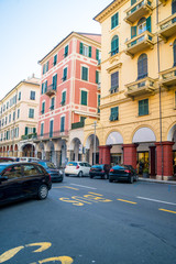 Fototapeta na wymiar the buildings in the city centre of Chiavari, Italy