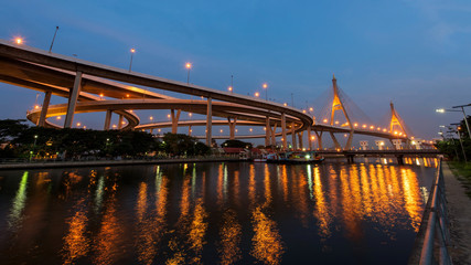 Naklejka na ściany i meble Bhumibol Bridge at the morning in Bangkok
