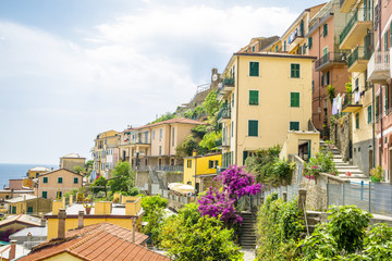 Riomaggiore (Rimazuu), a village in province of La Spezia, Liguria, Italy. It's one of the lands of Cinque Terre, UNESCO World Heritage Site