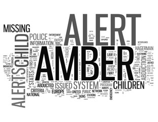 Amber Alert word concepts isolated on white background