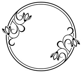 Round frame with contour flowers