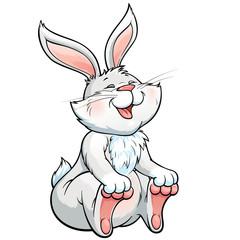 Obraz na płótnie Canvas Vector illustration with lovely happy laughing bunny.