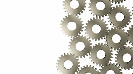 gear on white wall.  engineering and industry or concepts such as teamwork and search engine