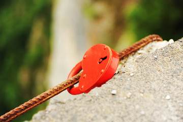 Red heart shaped lock