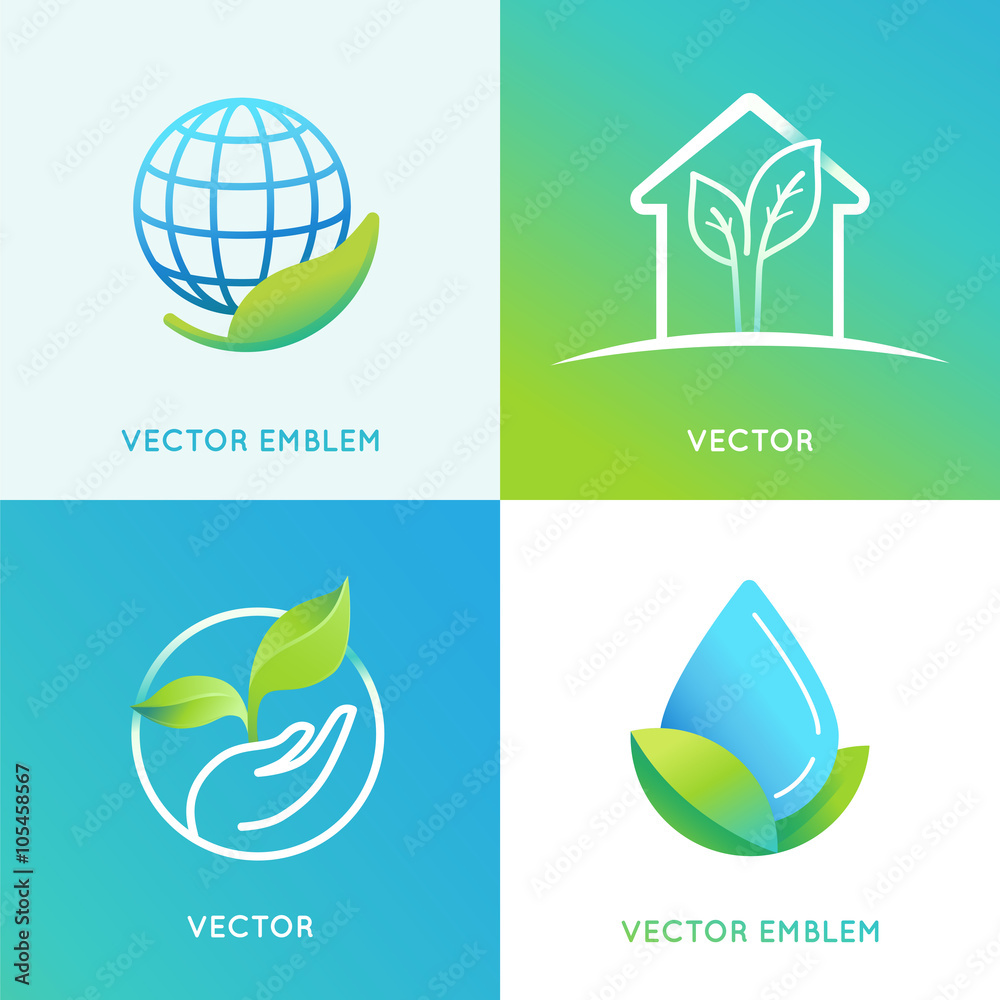 Poster vector set of logo design templates