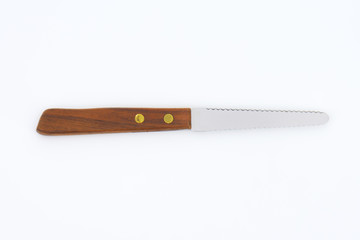 Wooden-handled serrated knife