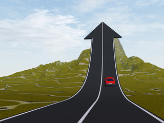 Fototapeta premium Conceptual arrow road over mountain
