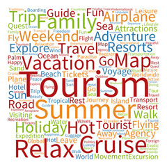 Fototapeta premium Conceptual tourism or travel word cloud