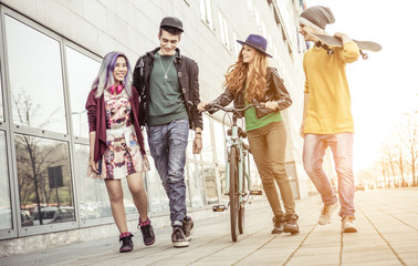 Group of teens walking in an urban area